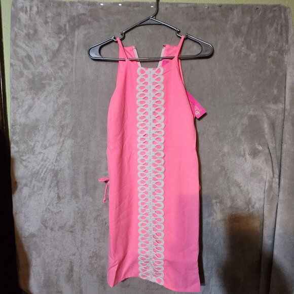 Pink Lily Pulitzer Embroidered Sleeveless Romper Beachy With Side Ties & Back Zi - Picture 4 of 5
